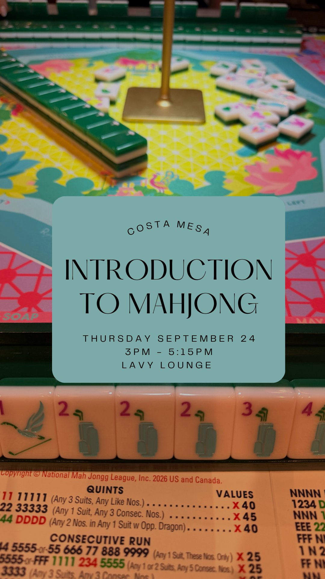 Introduction to Mahjong || Sept 24 || Costa Mesa