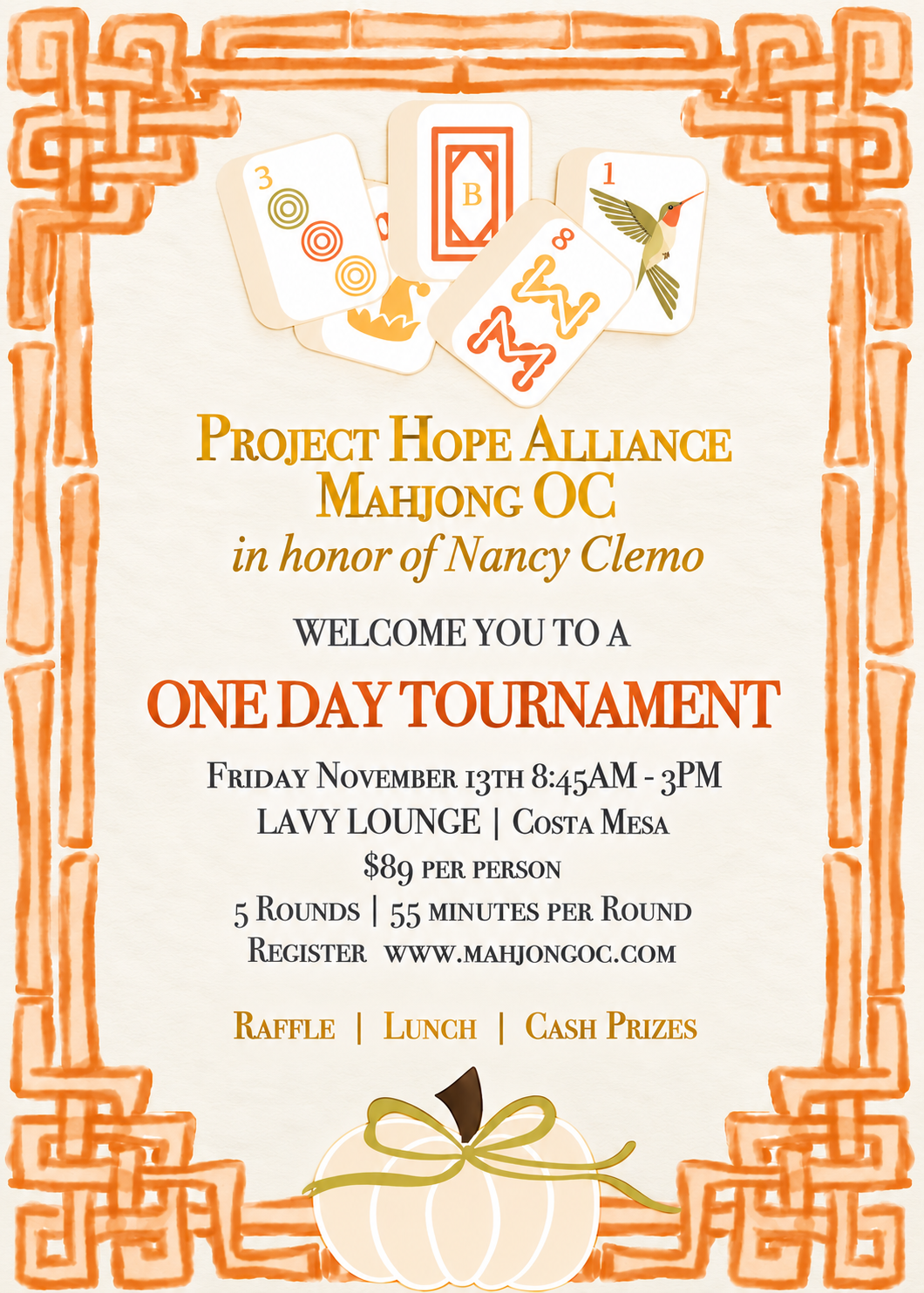 One Day Charity Tournament || Friday Nov 13 || Costa Mesa